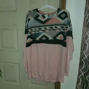 Aztec Patterned Pink Women's Top